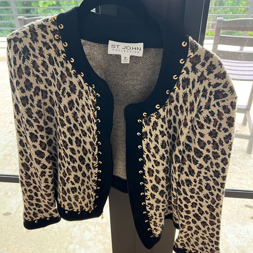 St. John Women's Leopard Print Jacket - Black and Brown